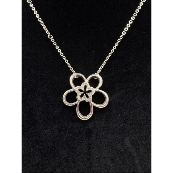 Brighton Silver Tone Daisy Flower Link Rhinestone Floral Bracelet Necklace set - Picture 4 of 16